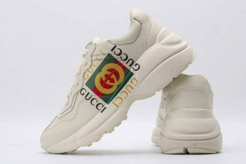 GUCCI ACE EMBROIDERED LOW-TOP SNEAKER  WHITE WITH PRINT