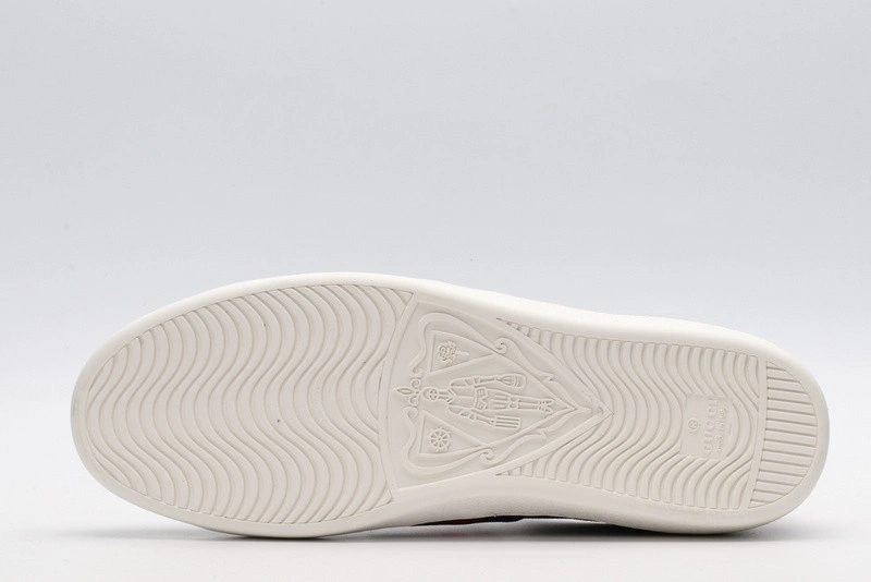 GUCCI ACE EMBROIDERED LOW-TOP SNEAKER GREY WITH STRIPE
