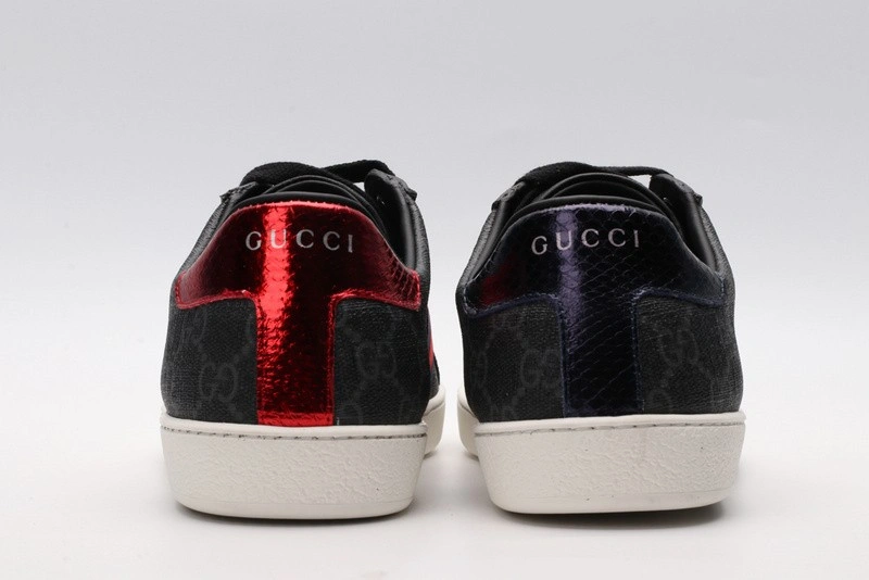 GUCCI ACE EMBROIDERED LOW-TOP SNEAKER GREY WITH STRIPE