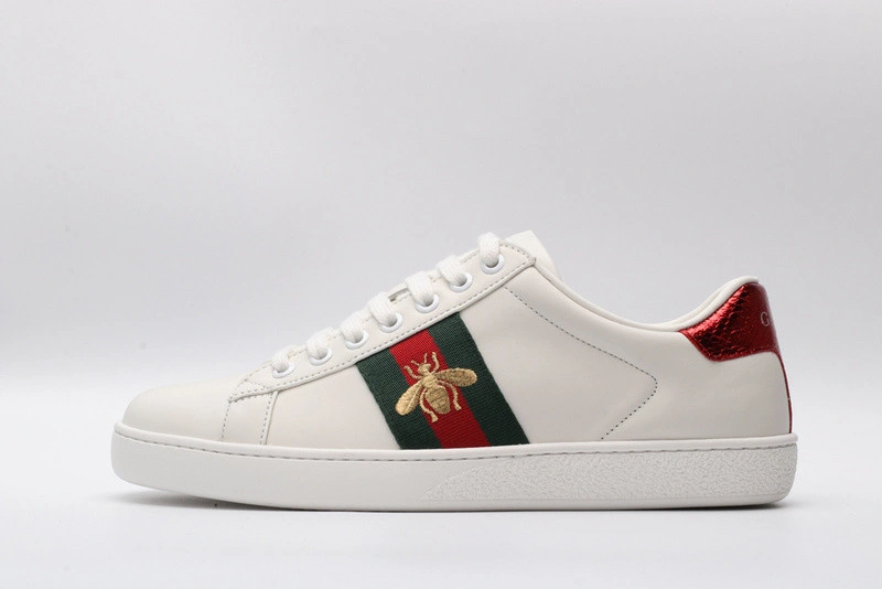GUCCI ACE EMBROIDERED LOW-TOP SNEAKER WHITE WITH BEE