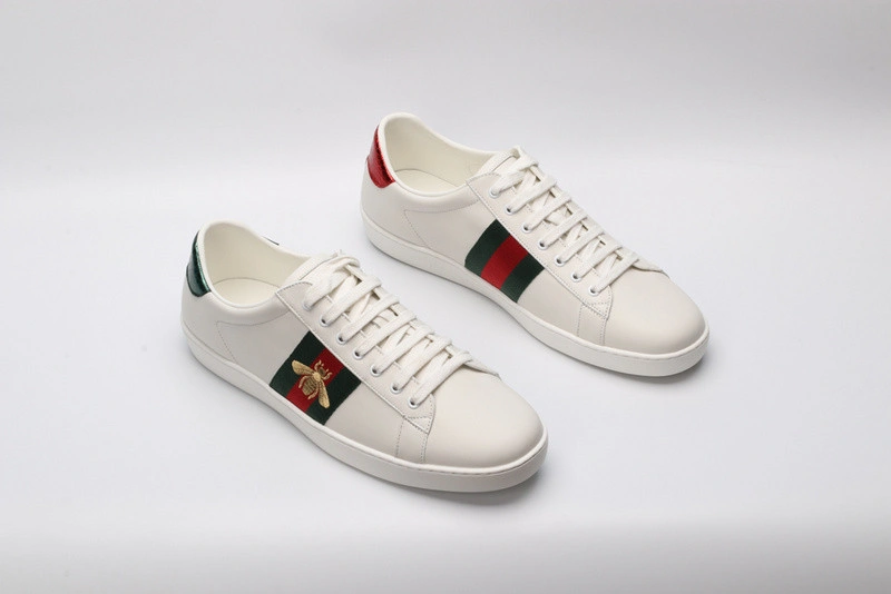 GUCCI ACE EMBROIDERED LOW-TOP SNEAKER WHITE WITH BEE