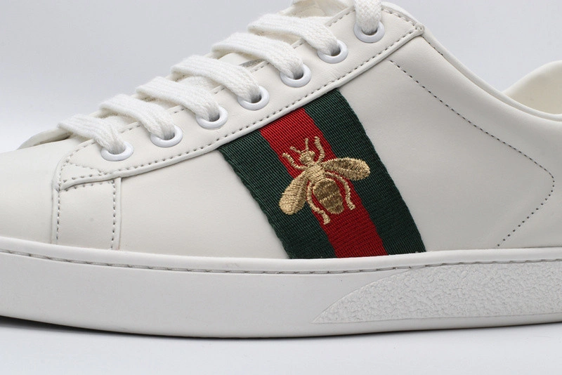 GUCCI ACE EMBROIDERED LOW-TOP SNEAKER WHITE WITH BEE