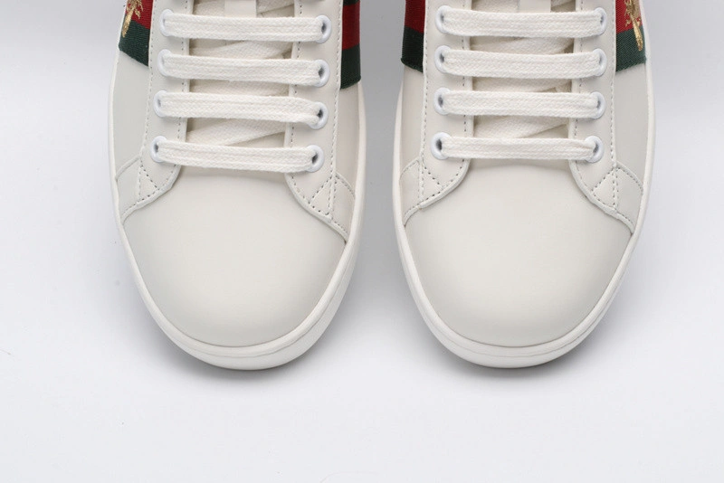 GUCCI ACE EMBROIDERED LOW-TOP SNEAKER WHITE WITH BEE