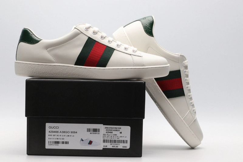 GUCCI ACE EMBROIDERED LOW-TOP SNEAKER WHITE WITH STRIPE