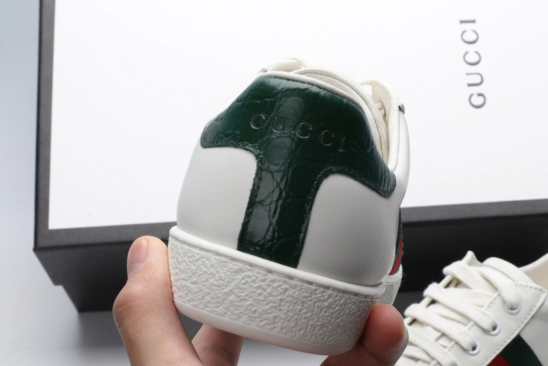 GUCCI ACE EMBROIDERED LOW-TOP SNEAKER WHITE WITH STRIPE
