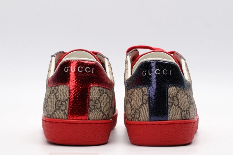 GUCCI ACE EMBROIDERED LOW-TOP SNEAKER brown WITH STRIPE