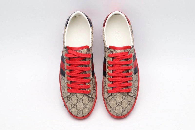 GUCCI ACE EMBROIDERED LOW-TOP SNEAKER brown WITH STRIPE