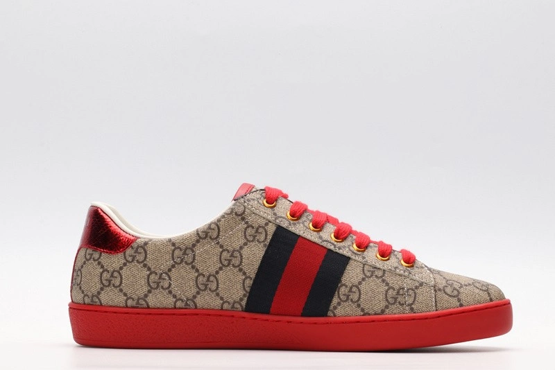GUCCI ACE EMBROIDERED LOW-TOP SNEAKER brown WITH STRIPE