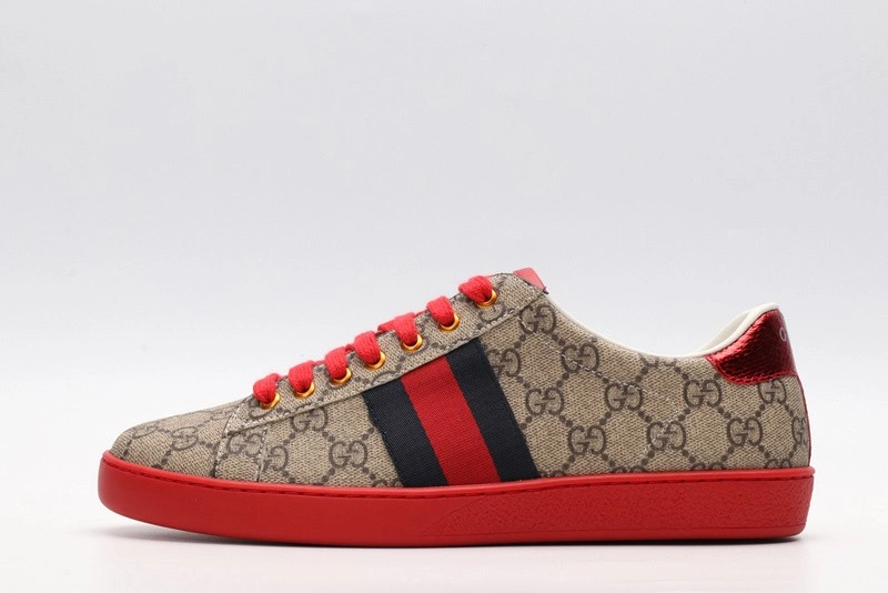 GUCCI ACE EMBROIDERED LOW-TOP SNEAKER brown WITH STRIPE
