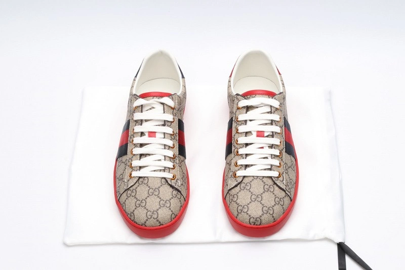 GUCCI ACE EMBROIDERED LOW-TOP SNEAKER brown WITH STRIPE