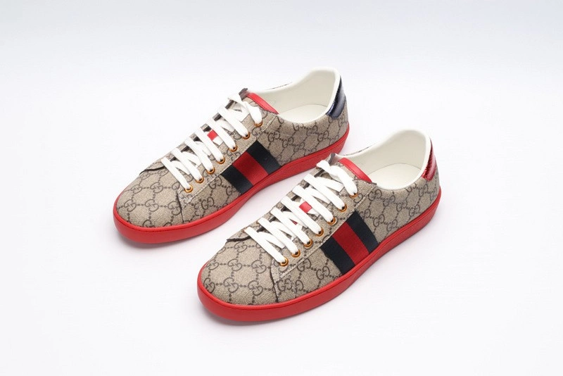 GUCCI ACE EMBROIDERED LOW-TOP SNEAKER brown WITH STRIPE