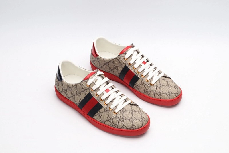GUCCI ACE EMBROIDERED LOW-TOP SNEAKER brown WITH STRIPE