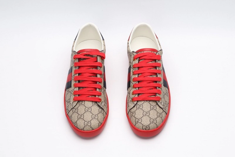 GUCCI ACE EMBROIDERED LOW-TOP SNEAKER brown WITH STRIPE
