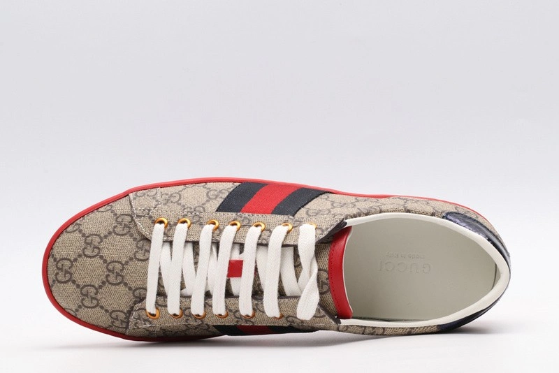 GUCCI ACE EMBROIDERED LOW-TOP SNEAKER brown WITH STRIPE
