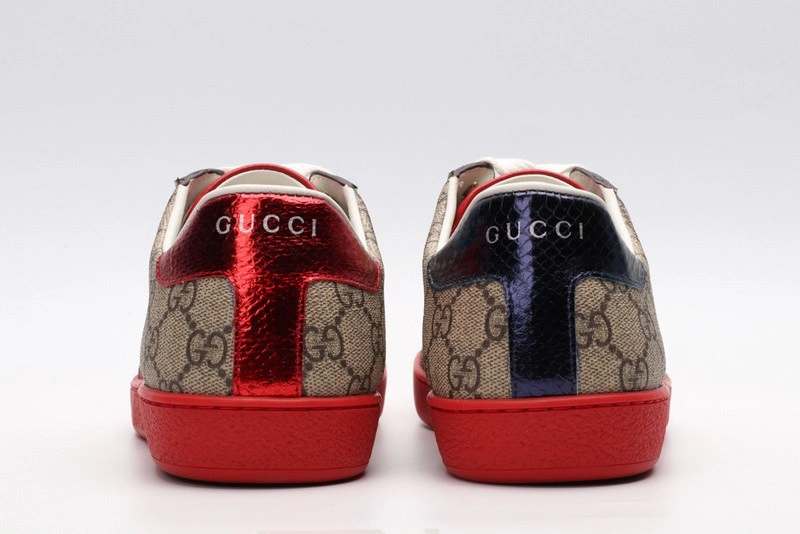 GUCCI ACE EMBROIDERED LOW-TOP SNEAKER brown WITH STRIPE