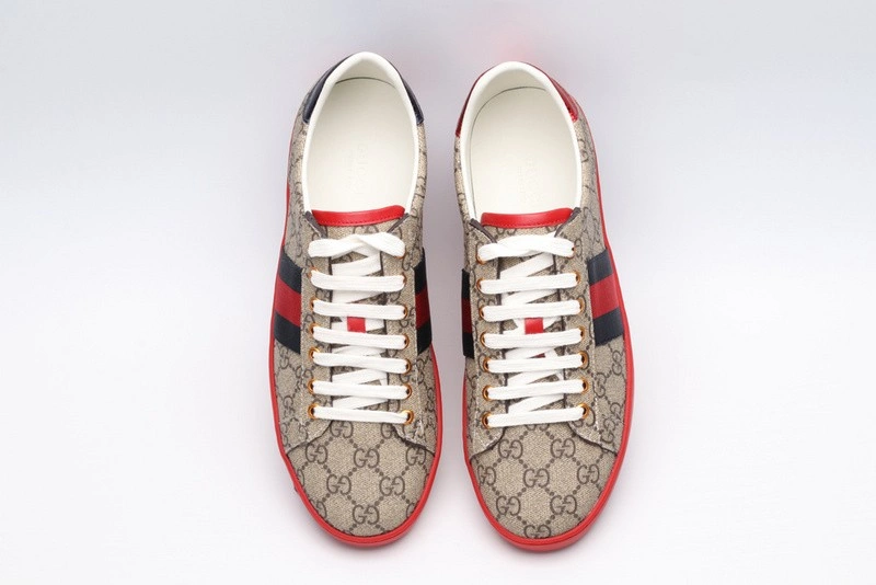 GUCCI ACE EMBROIDERED LOW-TOP SNEAKER brown WITH STRIPE