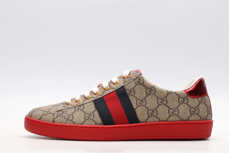 GUCCI ACE EMBROIDERED LOW-TOP SNEAKER brown WITH STRIPE