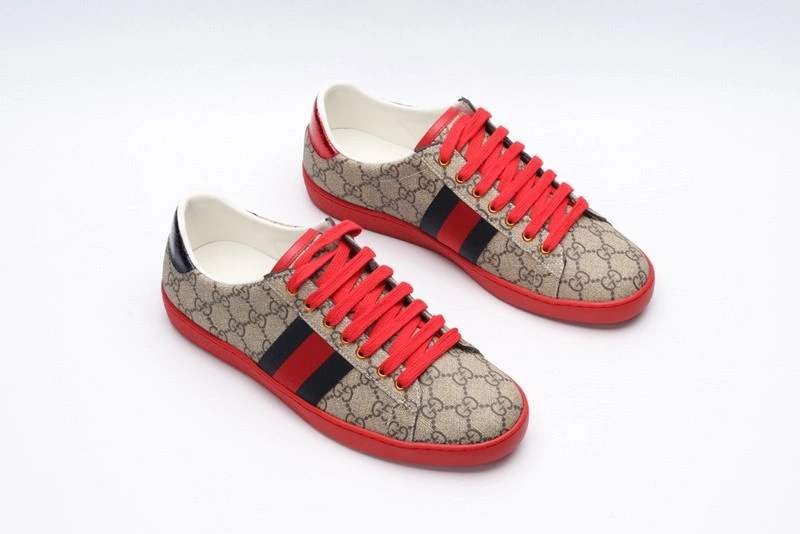 GUCCI ACE EMBROIDERED LOW-TOP SNEAKER brown WITH STRIPE