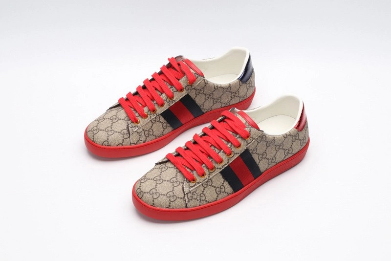 GUCCI ACE EMBROIDERED LOW-TOP SNEAKER brown WITH STRIPE