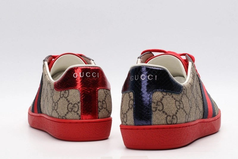 GUCCI ACE EMBROIDERED LOW-TOP SNEAKER brown WITH STRIPE