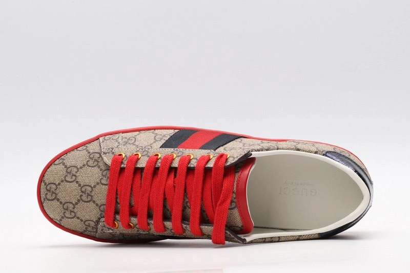 GUCCI ACE EMBROIDERED LOW-TOP SNEAKER brown WITH STRIPE