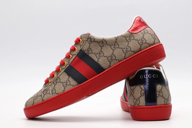 GUCCI ACE EMBROIDERED LOW-TOP SNEAKER brown WITH STRIPE