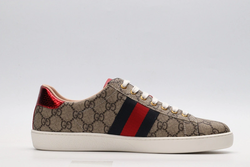 GUCCI ACE EMBROIDERED LOW-TOP SNEAKER brown WITH STRIPE