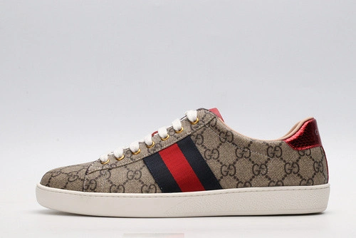 GUCCI ACE EMBROIDERED LOW-TOP SNEAKER brown WITH STRIPE
