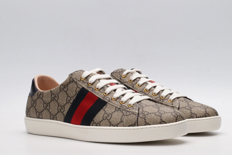 GUCCI ACE EMBROIDERED LOW-TOP SNEAKER brown WITH STRIPE