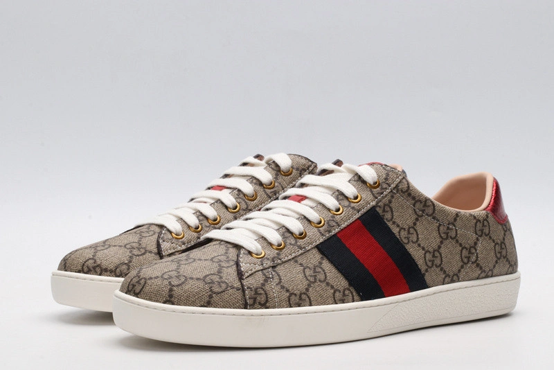 GUCCI ACE EMBROIDERED LOW-TOP SNEAKER brown WITH STRIPE