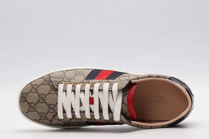 GUCCI ACE EMBROIDERED LOW-TOP SNEAKER brown WITH STRIPE