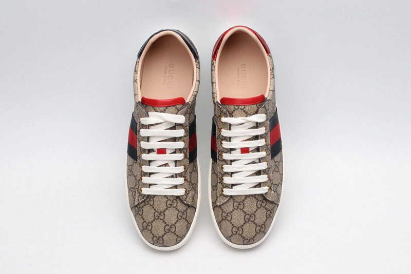 GUCCI ACE EMBROIDERED LOW-TOP SNEAKER brown WITH STRIPE