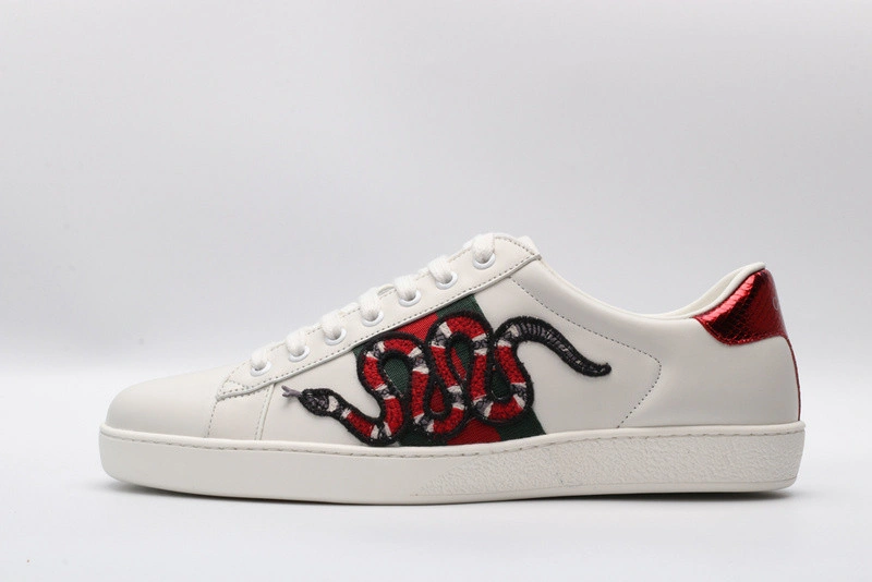 GUCCI ACE EMBROIDERED LOW-TOP SNEAKER white WITH Snake