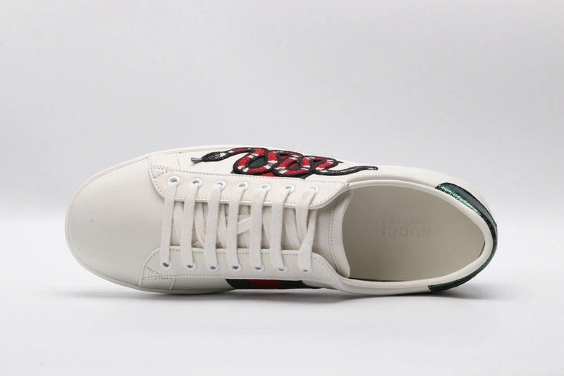 GUCCI ACE EMBROIDERED LOW-TOP SNEAKER white WITH Snake