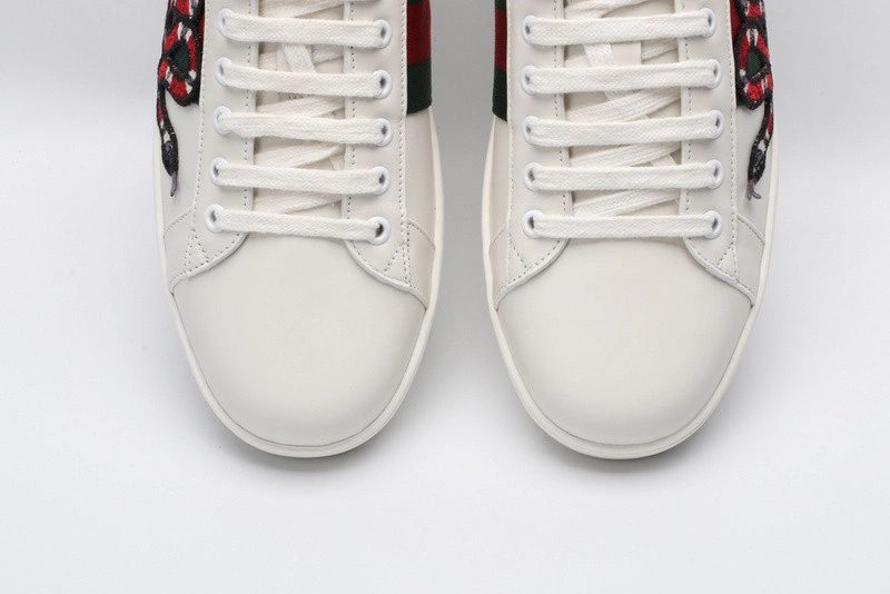 GUCCI ACE EMBROIDERED LOW-TOP SNEAKER white WITH Snake