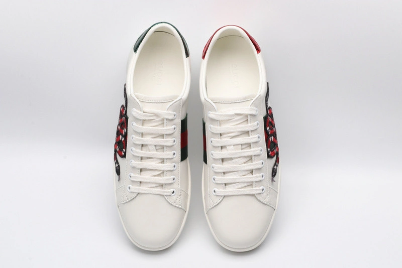 GUCCI ACE EMBROIDERED LOW-TOP SNEAKER white WITH Snake