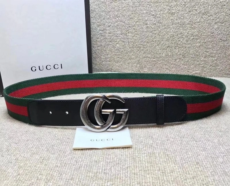 GUCCI GG BUCKLE STRIPED WEBBING BELT W12080-1
