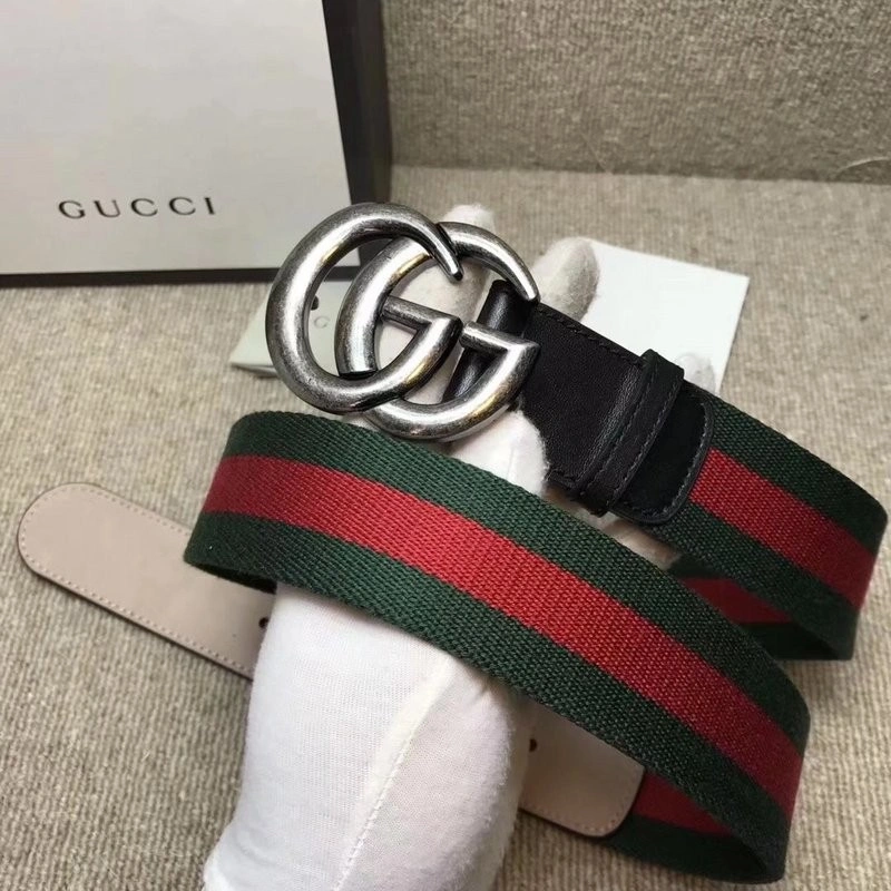 GUCCI GG BUCKLE STRIPED WEBBING BELT W12080-1