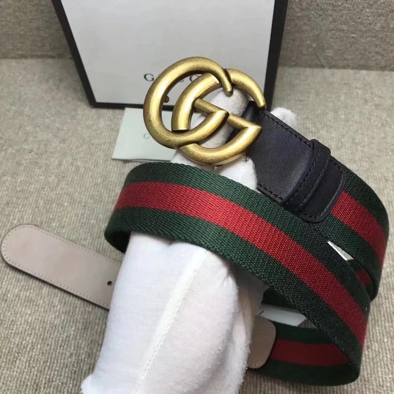GUCCI GG BUCKLE STRIPED WEBBING BELT W12080-1
