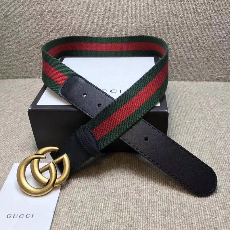 GUCCI GG BUCKLE STRIPED WEBBING BELT W12080-1