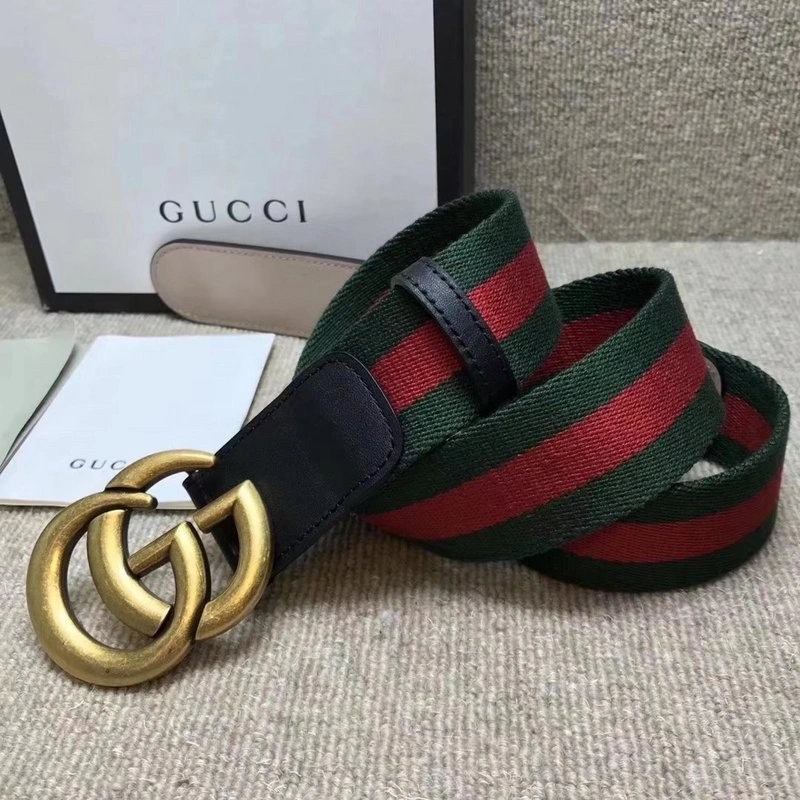 GUCCI GG BUCKLE STRIPED WEBBING BELT W12080-1