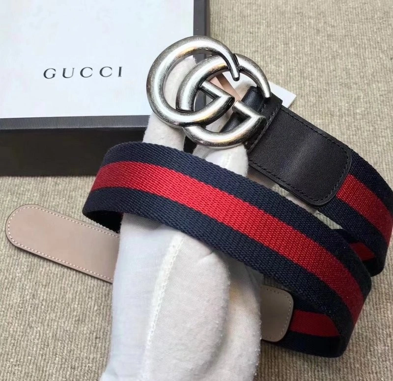 GUCCI GG BUCKLE STRIPED WEBBING BELT W12080-2