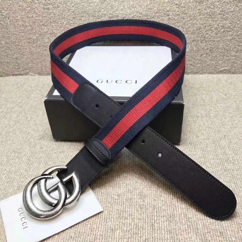 GUCCI GG BUCKLE STRIPED WEBBING BELT W12080-2
