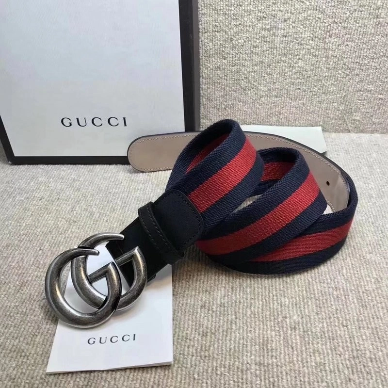 GUCCI GG BUCKLE STRIPED WEBBING BELT W12080-2