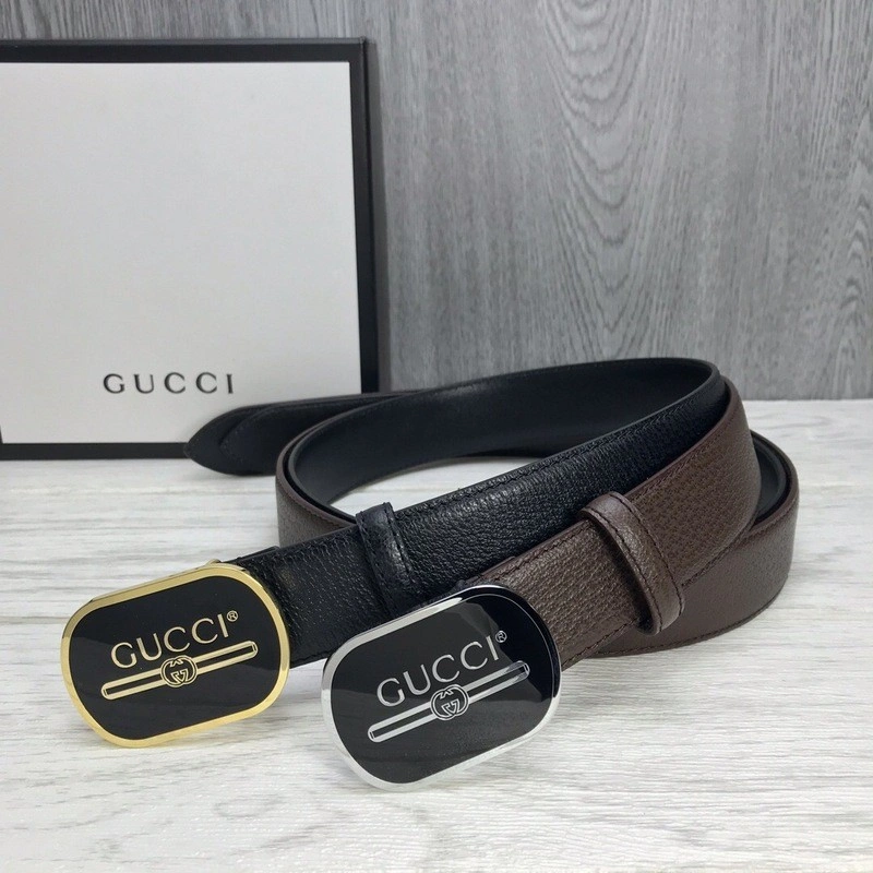 GUCCI Leather belt with Gucci Print buckle 547754