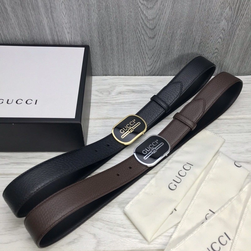 GUCCI Leather belt with Gucci Print buckle 547754