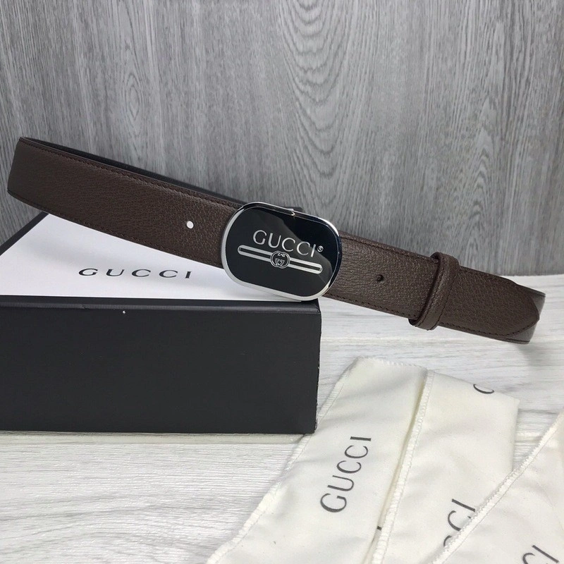 GUCCI Leather belt with Gucci Print buckle 547754