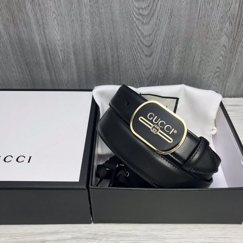 GUCCI Leather belt with Gucci Print buckle 547754