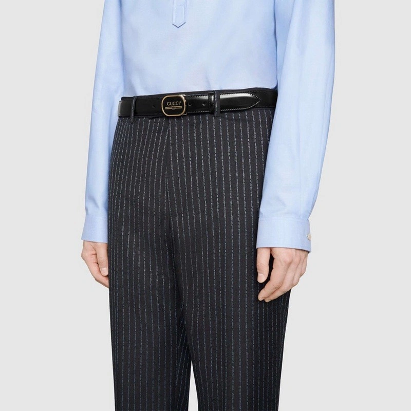 GUCCI Leather belt with Gucci Print buckle 547754