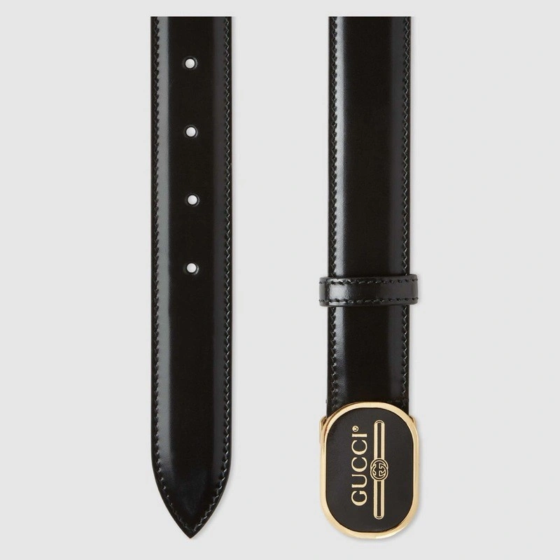 GUCCI Leather belt with Gucci Print buckle 547754